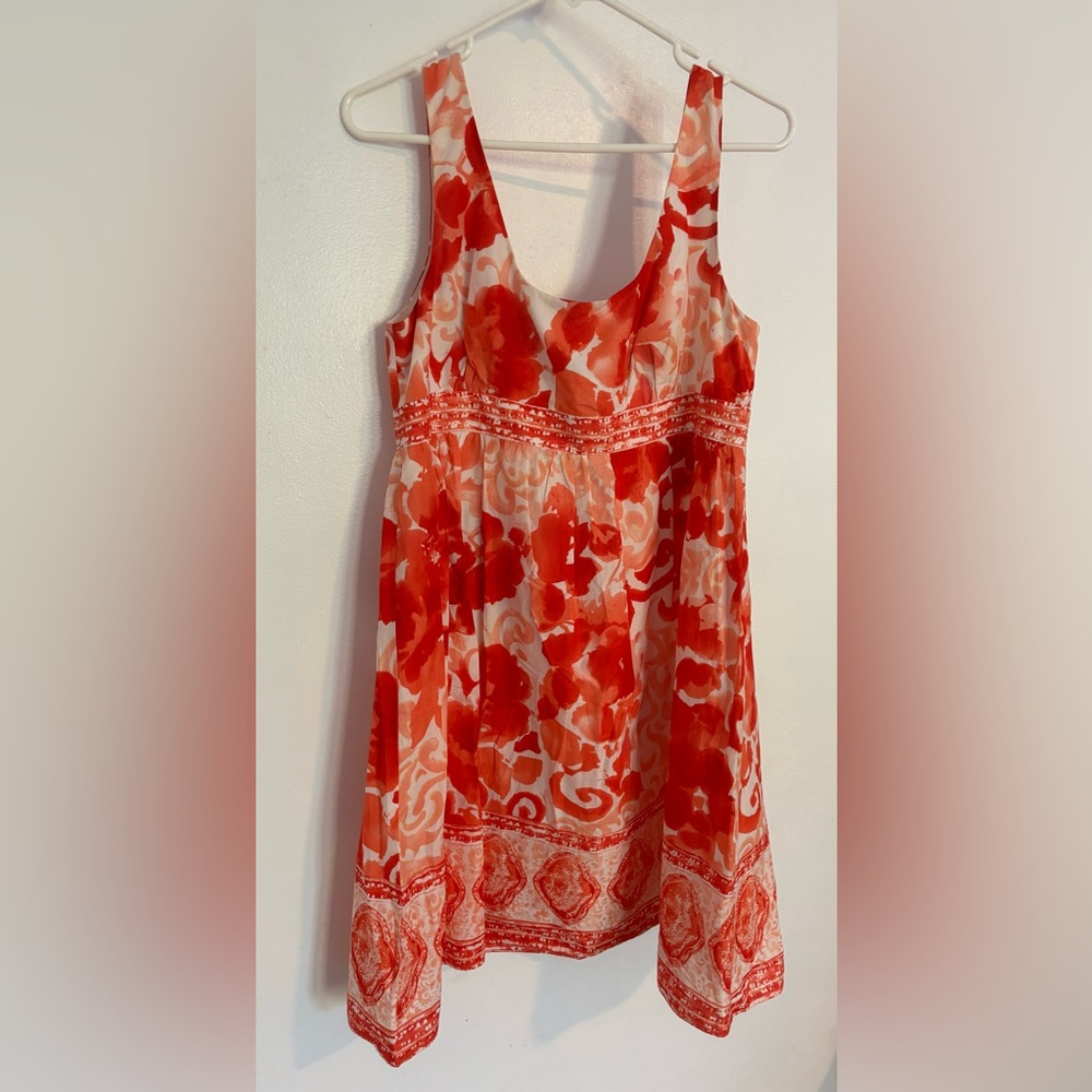 Adrianna Papell Red, Orange and White Floral Dress